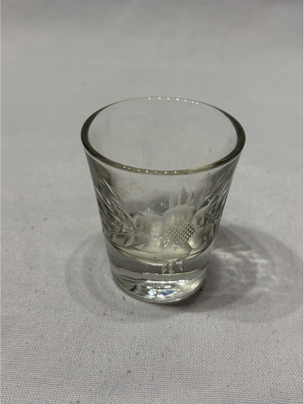 Vintage Etched CORNFLOWER Shot Glasses Hughes Barware